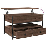 ZNTS Coffee Table Brown Oak 85x50x50 cm Engineered Wood and Metal 845390
