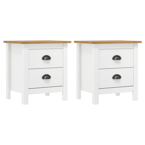 ZNTS Bedside Cabinet Hill 2 pcs White 46x35x49.5 cm Solid Pine Wood 288910
