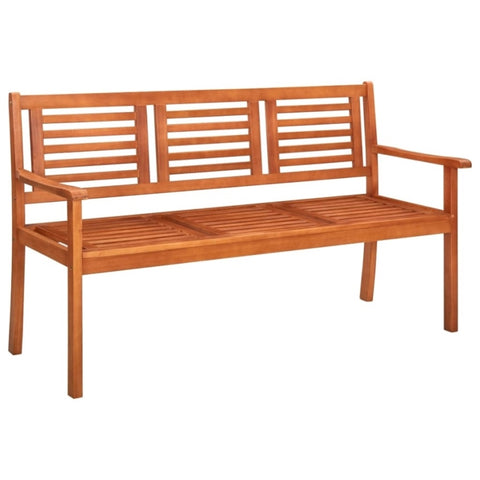 ZNTS 3-Seater Garden Bench 150 cm Solid Eucalyptus Wood 44399