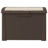 ZNTS Garden Storage Box with Seat Cushion Brown 125 L PP 364212