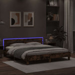 ZNTS Bed Frame with LED without Mattress Smoked Oak 200x200 cm 3207522