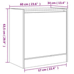 ZNTS Shoe Cabinet White 60x34x63.5 cm Engineered Wood 839938