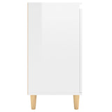 ZNTS Sideboard&Solid Wood Legs High Gloss White 60x35x70cm Engineered Wood 806073