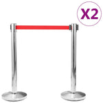 ZNTS Stanchions with Belts 4 pcs Airport Barrier Stainless Steel Silver 149576