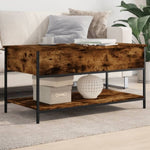 ZNTS Coffee Table Smoked Oak 100x50x50 cm Engineered Wood and Metal 845348