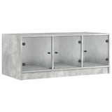 ZNTS Coffee Table with Glass Doors Concrete Grey 102x50x42 cm 836416