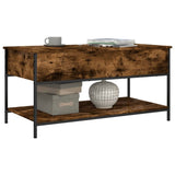 ZNTS Coffee Table Smoked Oak 100x50x50 cm Engineered Wood and Metal 845348