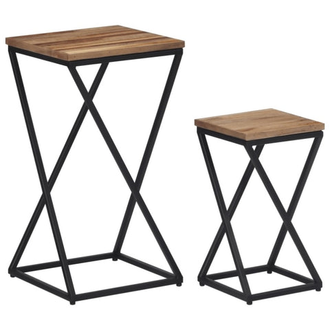 ZNTS Side Tables 2 pcs Solid Reclaimed Teak 358524