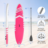 ZNTS Inflatable Paddle Boards Stand Up 10.5'x30 x6 ISUP Surf Control Non-Slip Deck Standing Boat Pink 67609408