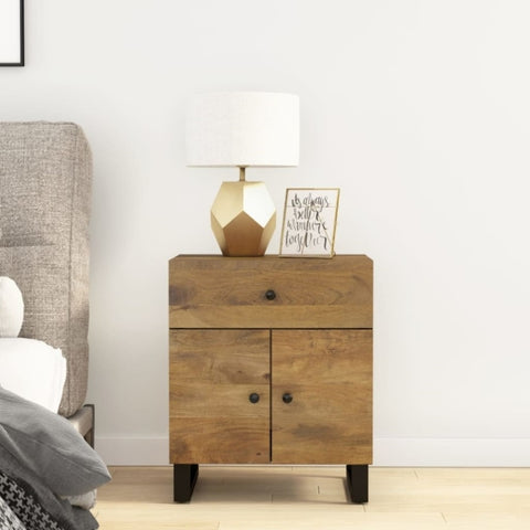 ZNTS Bedside Cabinet 50x33x60 cm Solid Wood Mango&Engineered Wood 350671