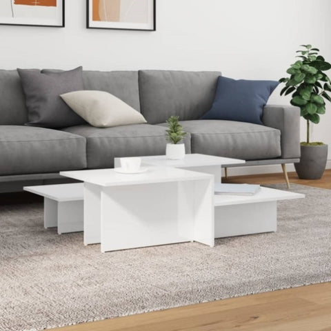 ZNTS Coffee Tables 2 pcs High Gloss White Engineered Wood 3216155