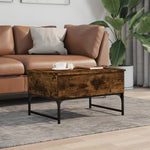 ZNTS Coffee Table Smoked Oak 70x50x40 cm Engineered Wood and Metal 845373