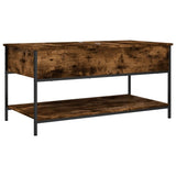 ZNTS Coffee Table Smoked Oak 100x50x50 cm Engineered Wood and Metal 845348