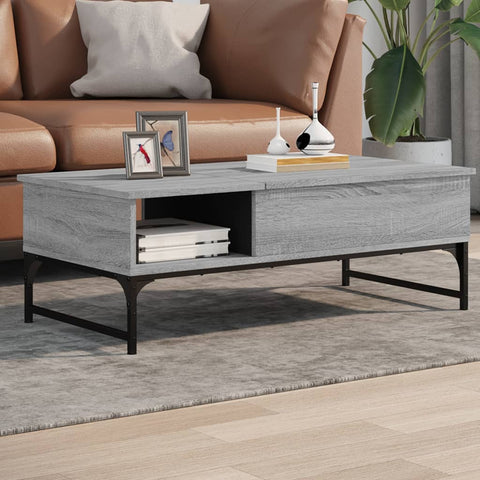 ZNTS Coffee Table Grey Sonoma 100x50x35 cm Engineered Wood and Metal 845394