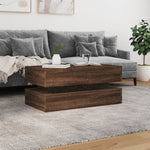 ZNTS Coffee Table with LED Lights Brown Oak 90x50x40 cm 839867