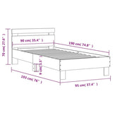 ZNTS Bed Frame with Headboard Concrete Grey 90x190 cm Single Engineered wood 838564