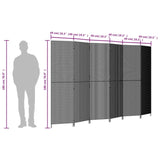 ZNTS Room Divider 6 Panels Grey Poly Rattan 365354