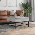 ZNTS Coffee Table Grey Sonoma 80x80x45 cm Engineered Wood and Metal 845404