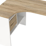 Function Plus Corner Desk 2 Drawers in White and Oak 7198011849AK