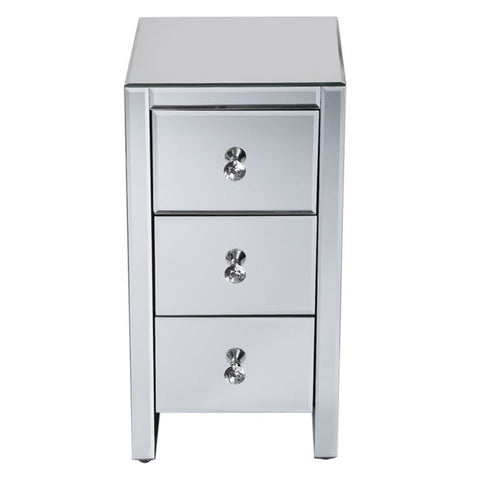 ZNTS Mirrored Glass Bedside Table with Three Drawers Size S 50732278