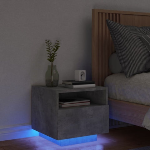ZNTS Bedside Cabinet with LED Lights Concrete Grey 40x39x37 cm 836804