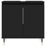 ZNTS 3 Piece Bathroom Furniture Set Black Engineered Wood 3190268