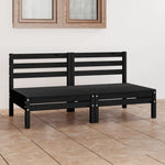 ZNTS Garden 2-Seater Sofa Black Solid Pinewood 3082376