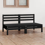 ZNTS Garden 2-Seater Sofa Black Solid Pinewood 3082376