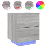 ZNTS Bedside Cabinets with LED Lights 2 pcs Grey Sonoma Engineered Wood 836746