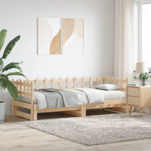 ZNTS Pull-out Day Bed without Mattress 2x cm Solid Wood 840388