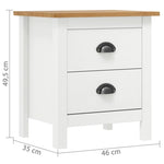 ZNTS Bedside Cabinet Hill 2 pcs White 46x35x49.5 cm Solid Pine Wood 288910