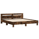 ZNTS Bed Frame with LED without Mattress Smoked Oak 200x200 cm 3207522