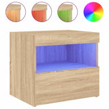 ZNTS Bedside Cabinets with LED Lights 2 pcs Sonoma Oak 50x40x45 cm 836768