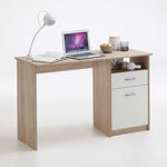 ZNTS FMD Desk with 1 Drawer 123x50x76.5 cm Oak and White 428739