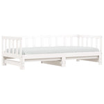 ZNTS Day Bed with Trundle without Mattress White 90x200 cm Solid Wood 836157