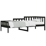 ZNTS Day Bed without Mattress Black 90x190 cm Single Solid Wood Pine 840375