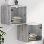 ZNTS Bedside Cabinets with Glass Doors 2 pcs Grey Sonoma 35x37x35 cm 836473