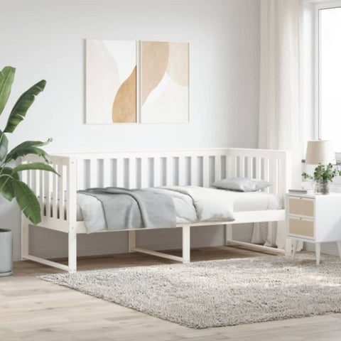 ZNTS Day Bed without Mattress White 90x200 cm Solid Wood Pine 840395