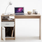 ZNTS FMD Desk with 1 Drawer 123x50x76.5 cm Oak and White 428739