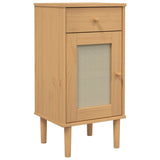 ZNTS Bedside Cabinet SENJA Rattan Look Brown 40x35x80 cm Solid Wood Pine 358016