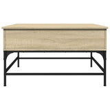 ZNTS Coffee Table Sonoma Oak 80x80x45 cm Engineered Wood and Metal 845402