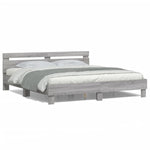 ZNTS Bed Frame with LED without Mattress Grey Sonoma 200x200 cm 3207523