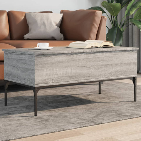 ZNTS Coffee Table Grey Sonoma 100x50x45 cm Engineered Wood and Metal 845414