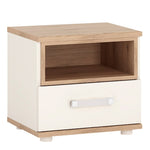 4Kids 1 Drawer bedside Cabinet in Light Oak and white High Gloss 4059539