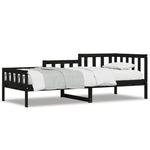 ZNTS Day Bed without Mattress Black 90x190 cm Single Solid Wood Pine 840375