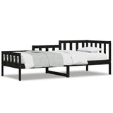 ZNTS Day Bed without Mattress Black 90x190 cm Single Solid Wood Pine 840375