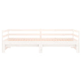 ZNTS Day Bed with Trundle without Mattress White 80x200 cm Solid Wood 840139