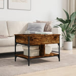 ZNTS Coffee Table Smoked Oak 70x50x50 cm Engineered Wood and Metal 845363