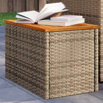 ZNTS Garden Side Tables 2pcs Beige 55x34x37cm Poly Rattan Solid Wood 366069