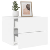 ZNTS Wall-mounted Bedside Cabinets with LED Lights 2 pcs White 836813